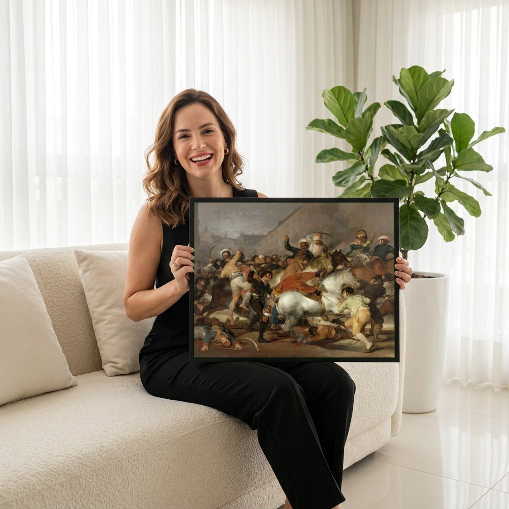 Quadro Decorativo O 2 de Maio de 1808 - Goya | modelo apresentando o quadro emoldurado