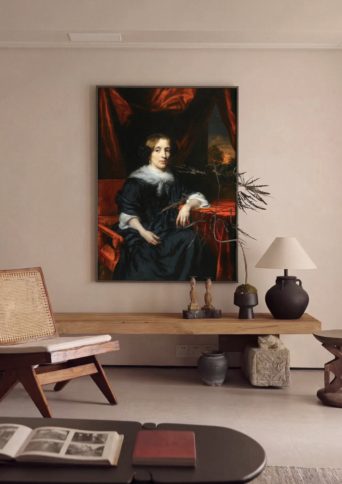 Quadro Decorativo Retrato de Mulher - Nicolaes Maes | quadro emoldurado na parede