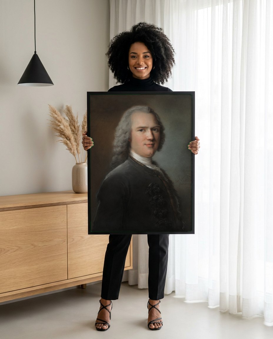 Quadro Decorativo Retrato de Cavalheiro - Jean-Marc Nattier | modelo apresentando o quadro emoldurado