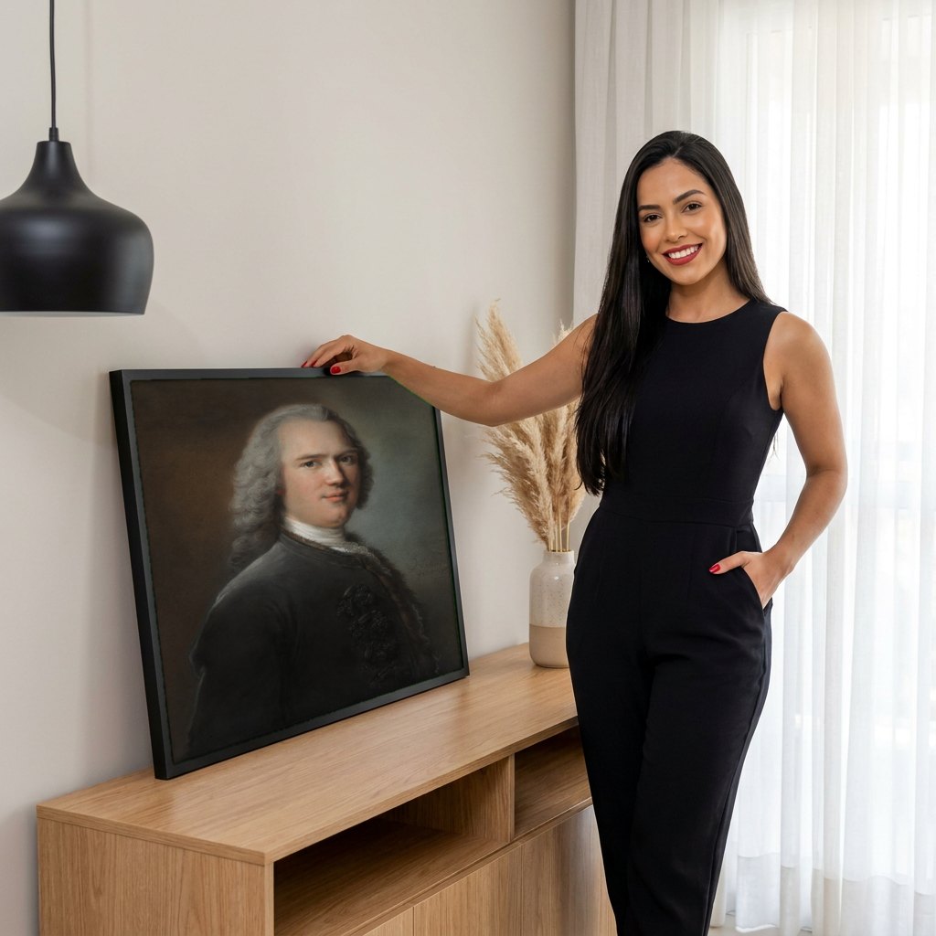 Quadro Decorativo Retrato de Cavalheiro - Jean-Marc Nattier | modelo apresentando o quadro emoldurado