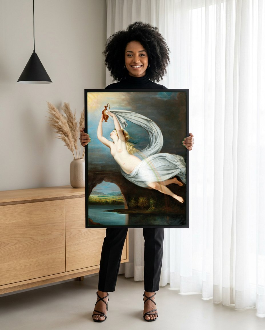Quadro Decorativo Aurora - Anne-Louis Girodet | modelo apresentando o quadro emoldurado