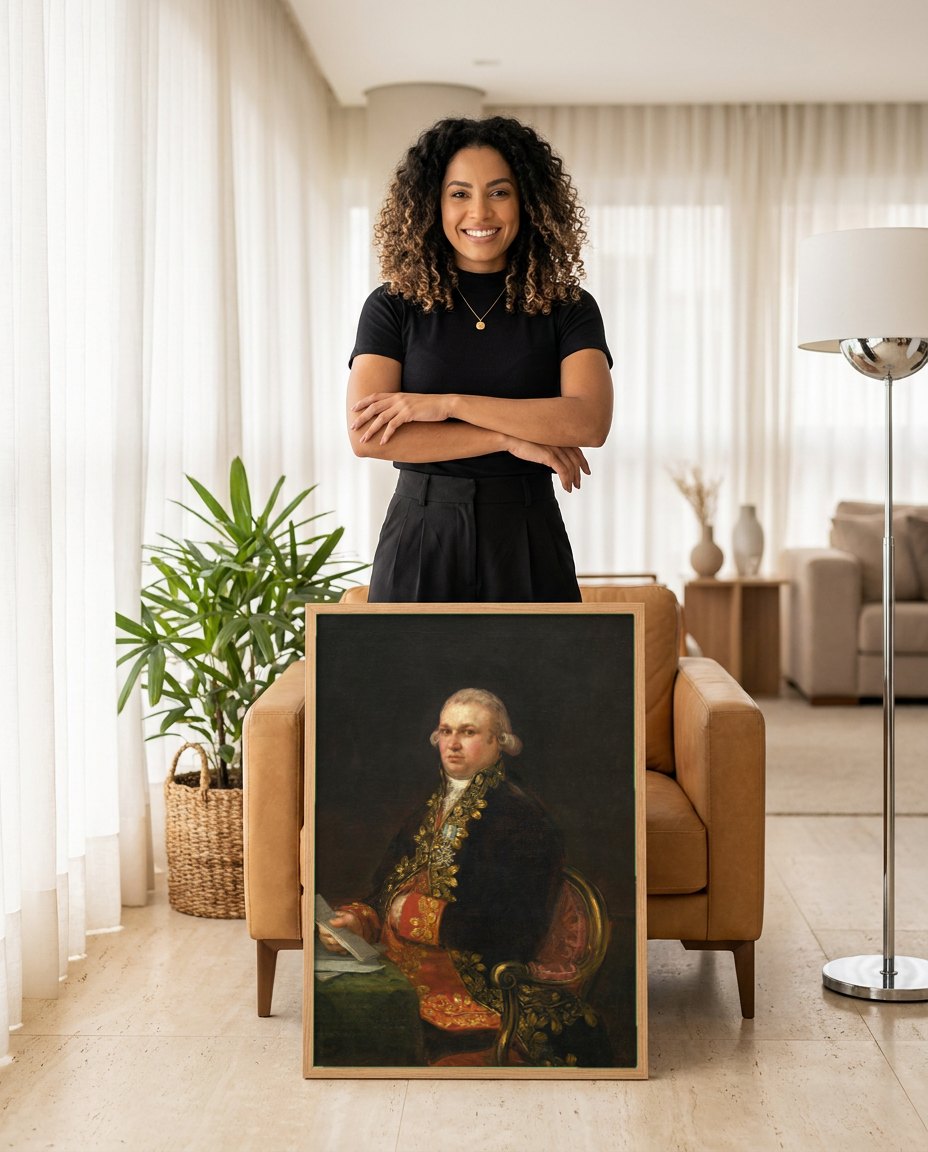 Quadro Decorativo Retrato de Manuel Godoy - Goya | modelo apresentando o quadro emoldurado