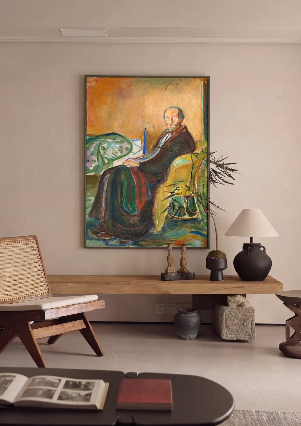 Quadro Decorativo Autorretrato em Poltrona - Edvard Munch | quadro emoldurado na parede
