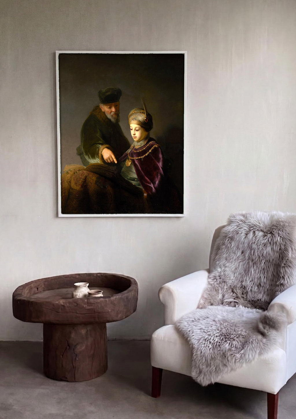 Quadro Decorativo 'O Erudito e seu Aluno' - Rembrandt | quadro emoldurado na parede