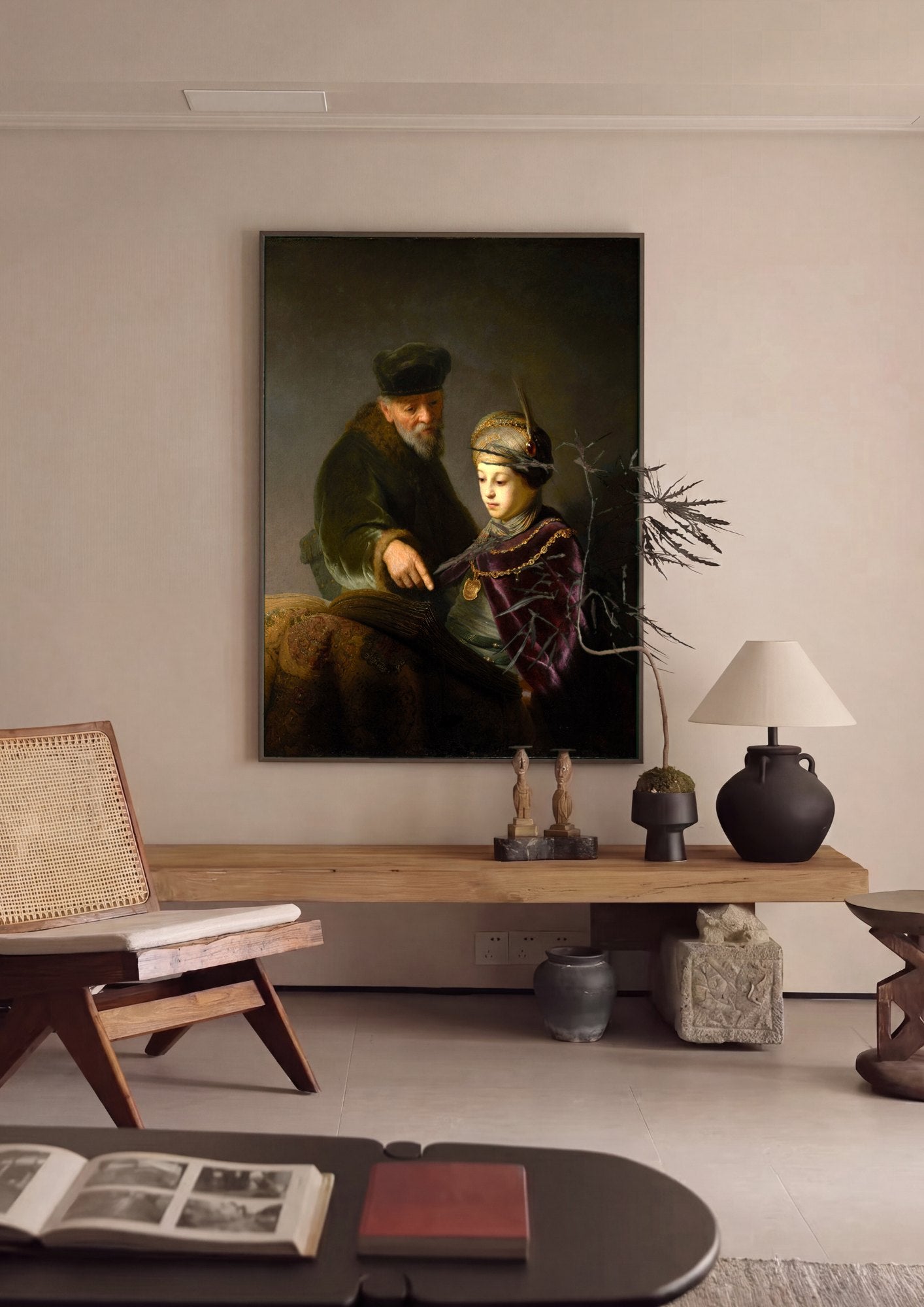 Quadro Decorativo 'O Erudito e seu Aluno' - Rembrandt | quadro emoldurado na parede