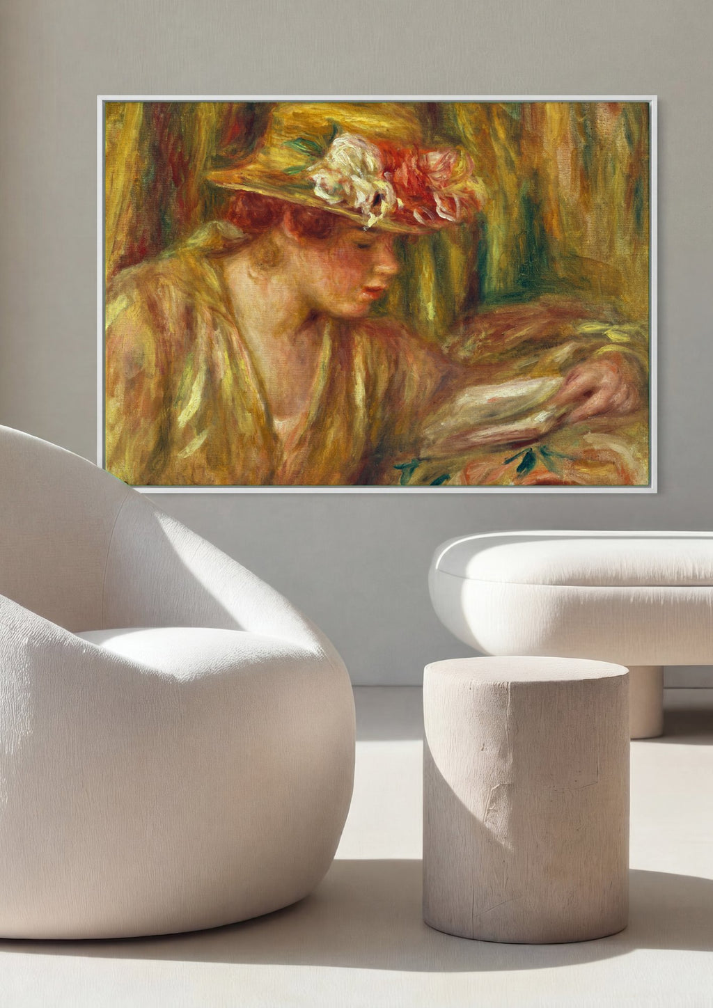 Quadro Decorativo Mulher com Chapeu - Renoir | quadro emoldurado na parede