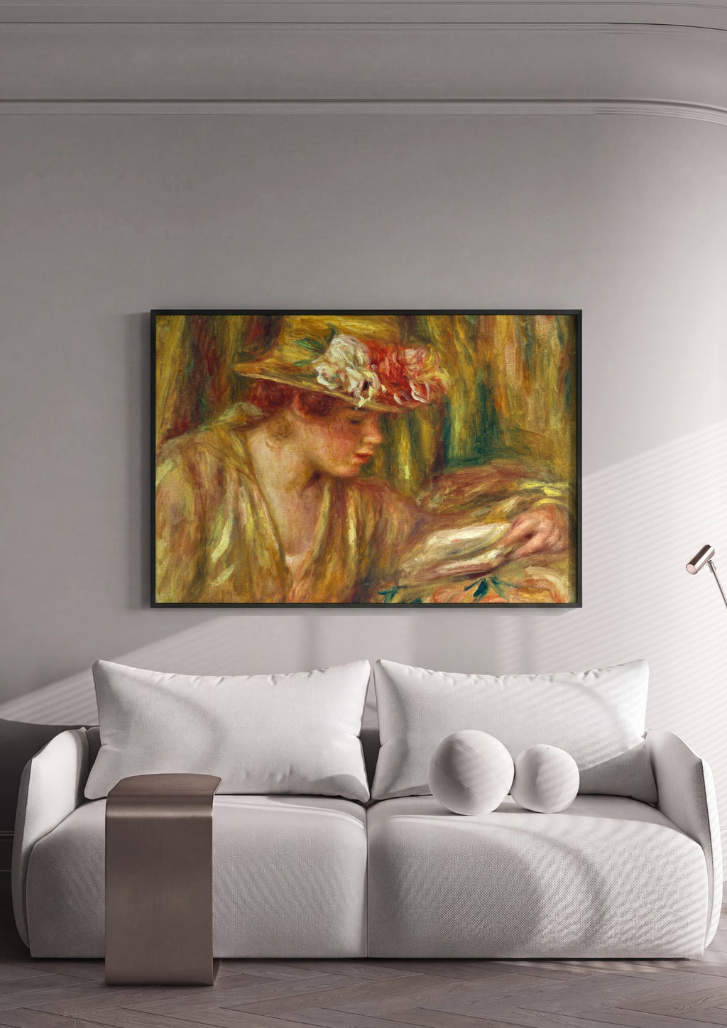 Quadro Decorativo Mulher com Chapeu - Renoir | quadro emoldurado na parede