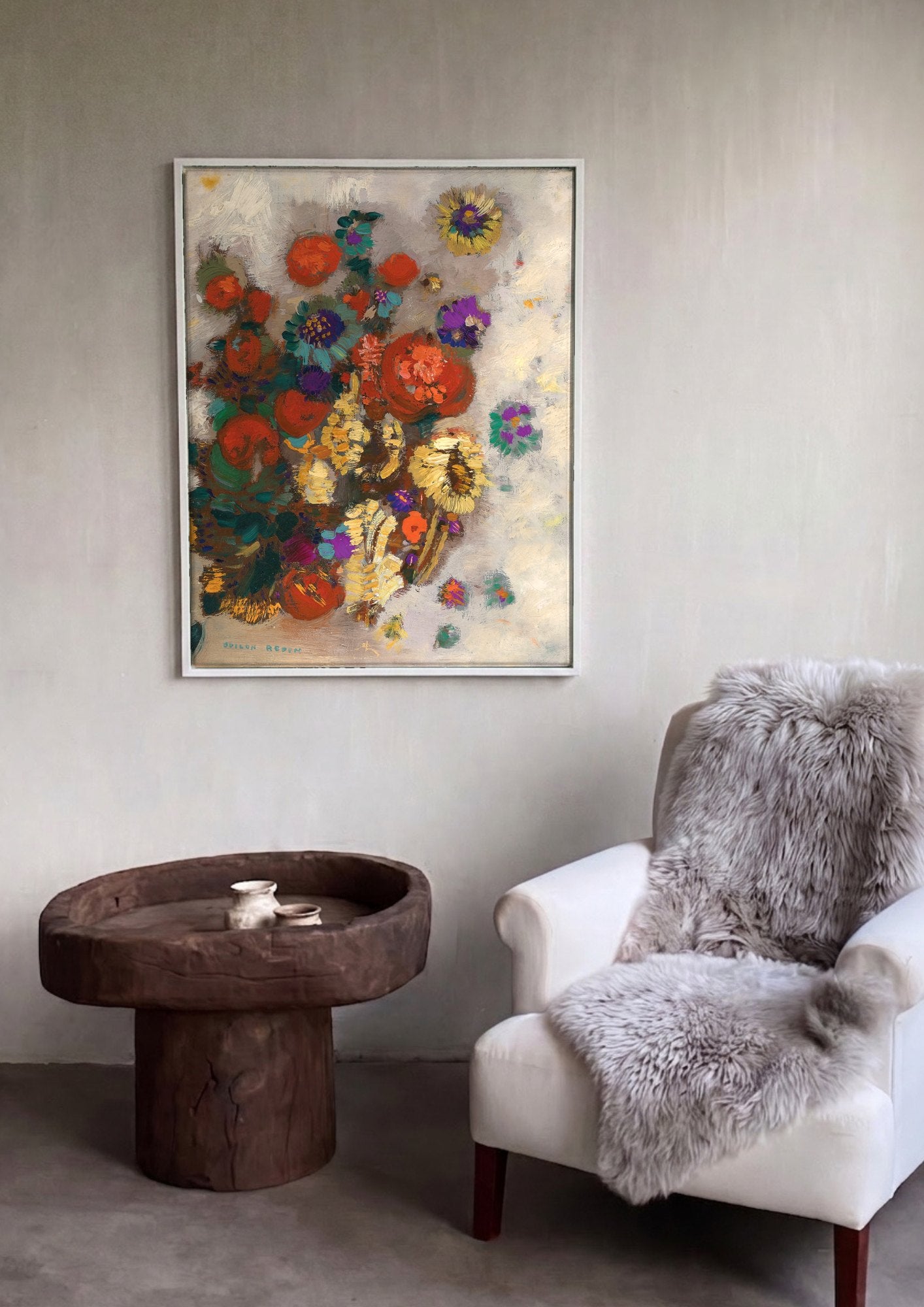 Quadro Decorativo Flores Abstratas - Odilon Redon | quadro emoldurado na parede