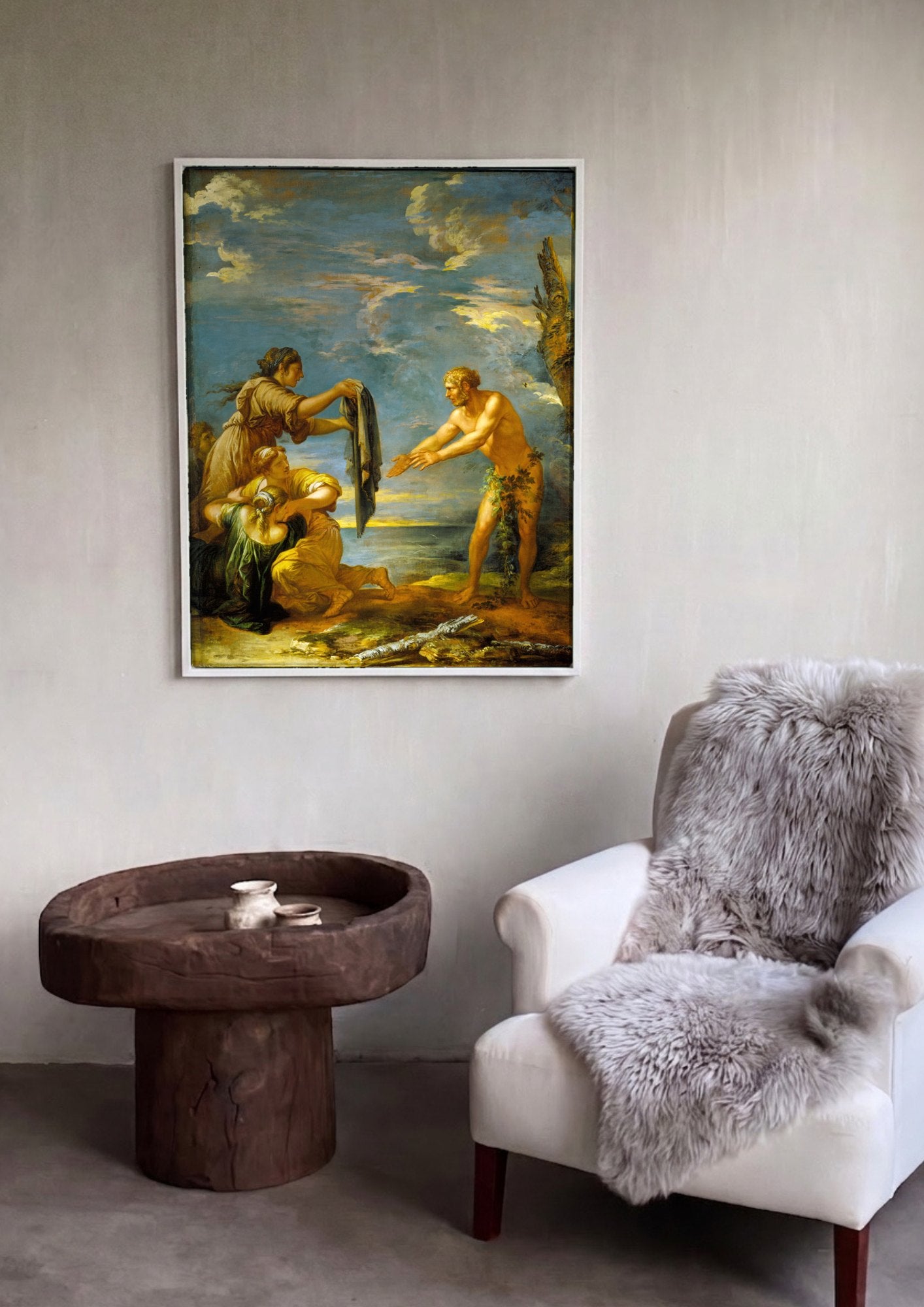 Quadro Decorativo A Chegada de Enéias ao Lácio - Salvator Rosa | quadro emoldurado na parede