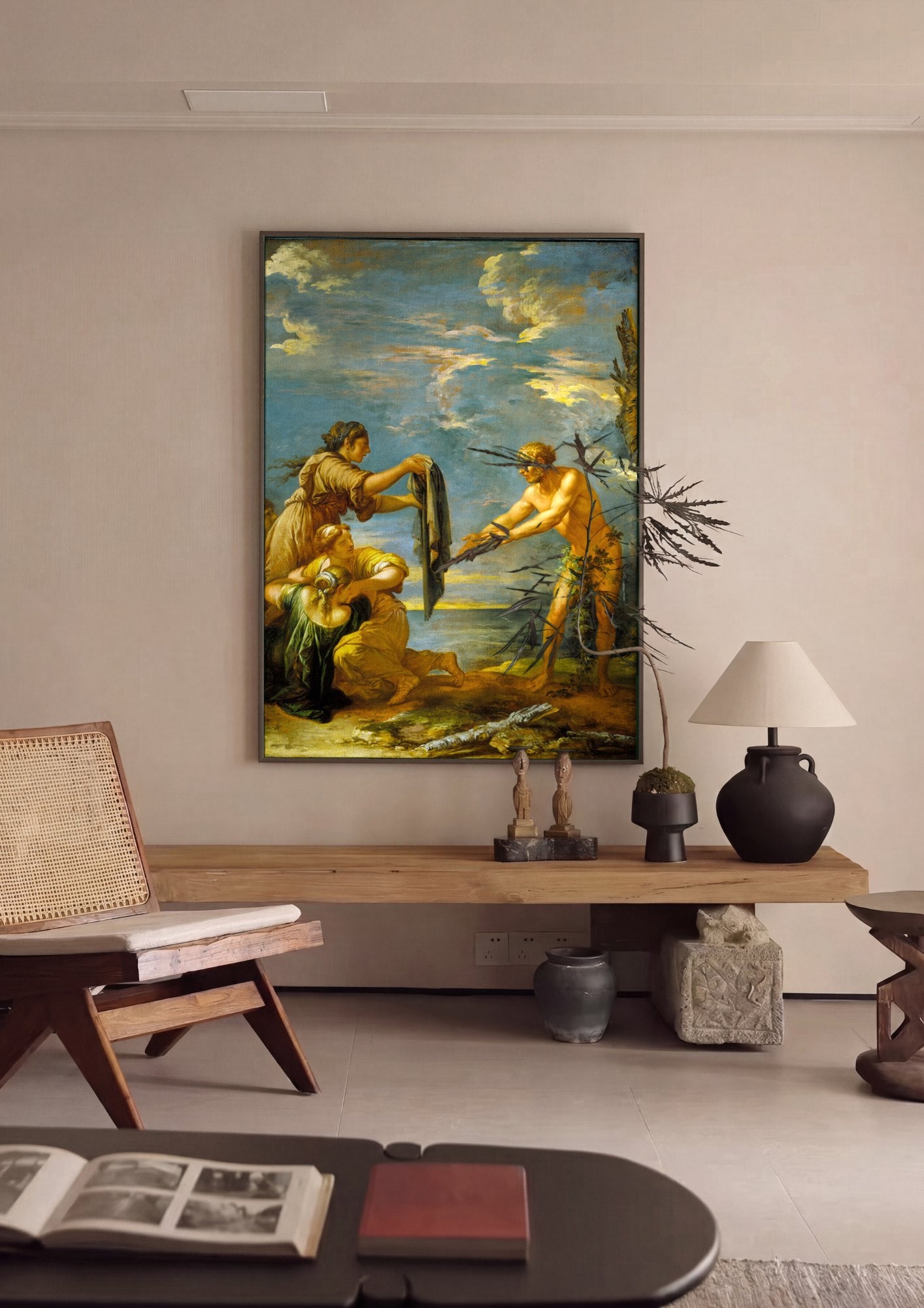Quadro Decorativo A Chegada de Enéias ao Lácio - Salvator Rosa | quadro emoldurado na parede