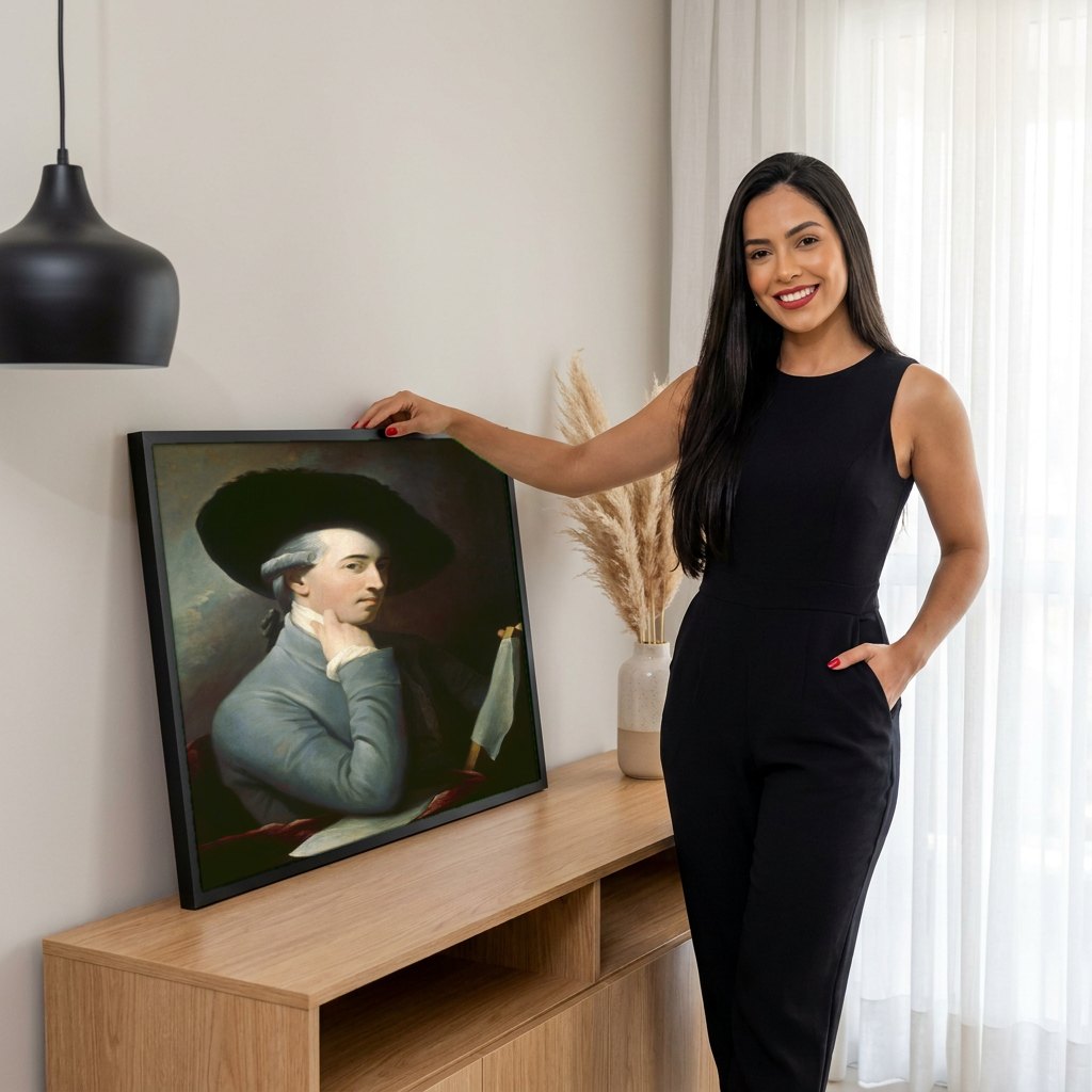 Quadro Decorativo: Retrato de Cavalheiro - Benjamin West | modelo apresentando o quadro emoldurado