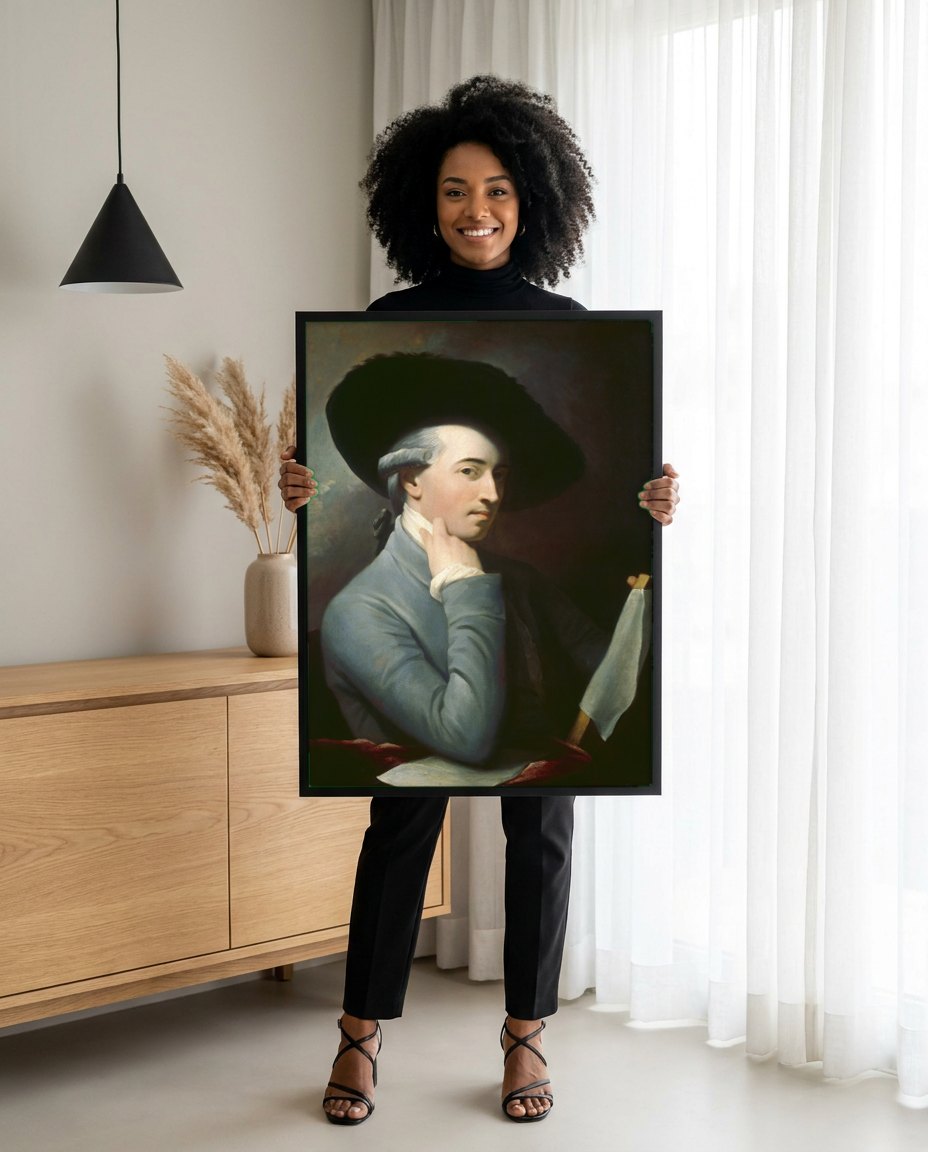 Quadro Decorativo: Retrato de Cavalheiro - Benjamin West | modelo apresentando o quadro emoldurado