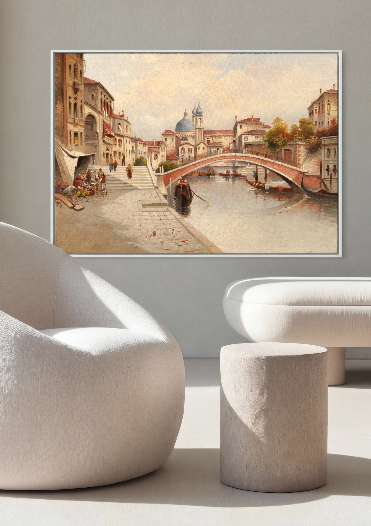 Quadro Decorativo Canal de Veneza com Ponte - Karl Kaufmann | quadro emoldurado na parede