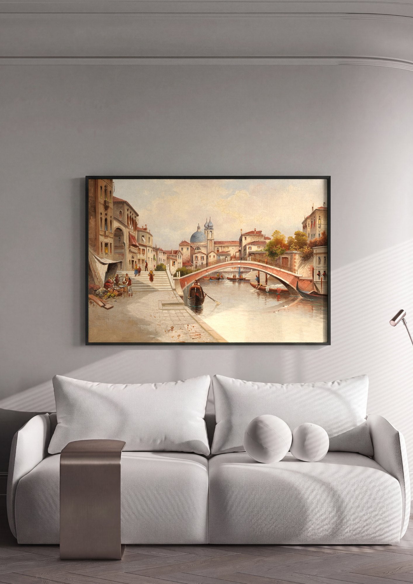 Quadro Decorativo Canal de Veneza com Ponte - Karl Kaufmann | quadro emoldurado na parede