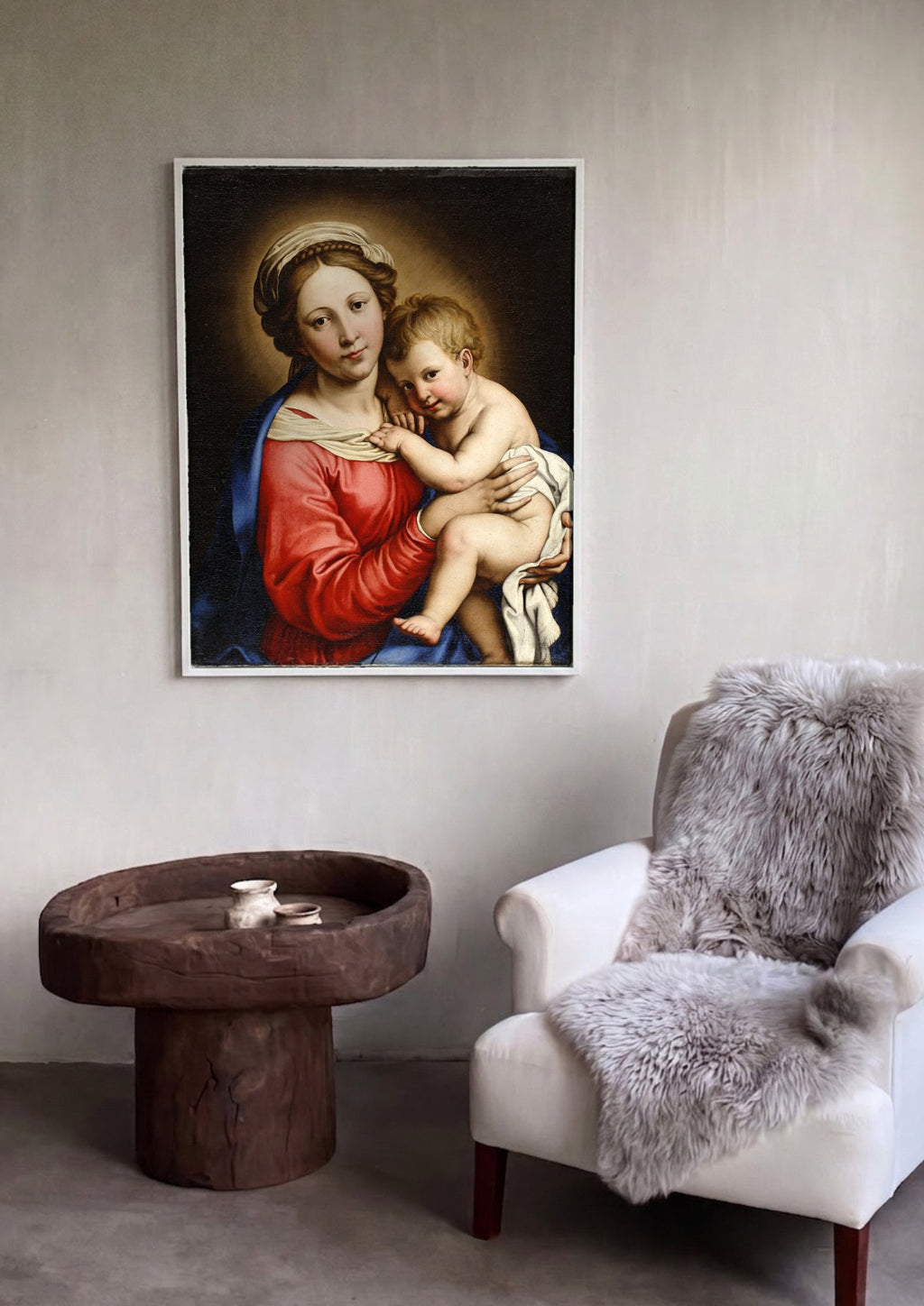 Quadro Decorativo Madonna e Menino - Sassoferrato | quadro emoldurado na parede