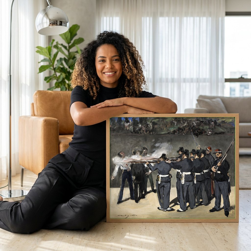 Quadro Decorativo A Execução do Imperador Maximiliano - Manet | modelo apresentando o quadro emoldurado