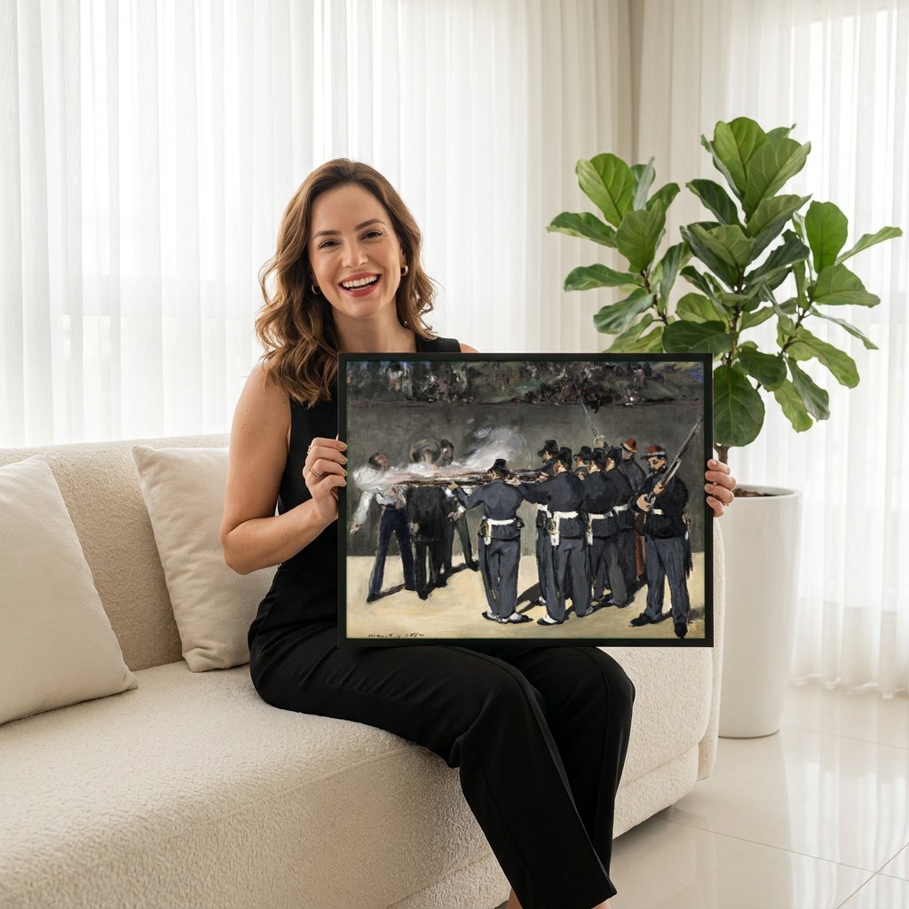 Quadro Decorativo A Execução do Imperador Maximiliano - Manet | modelo apresentando o quadro emoldurado