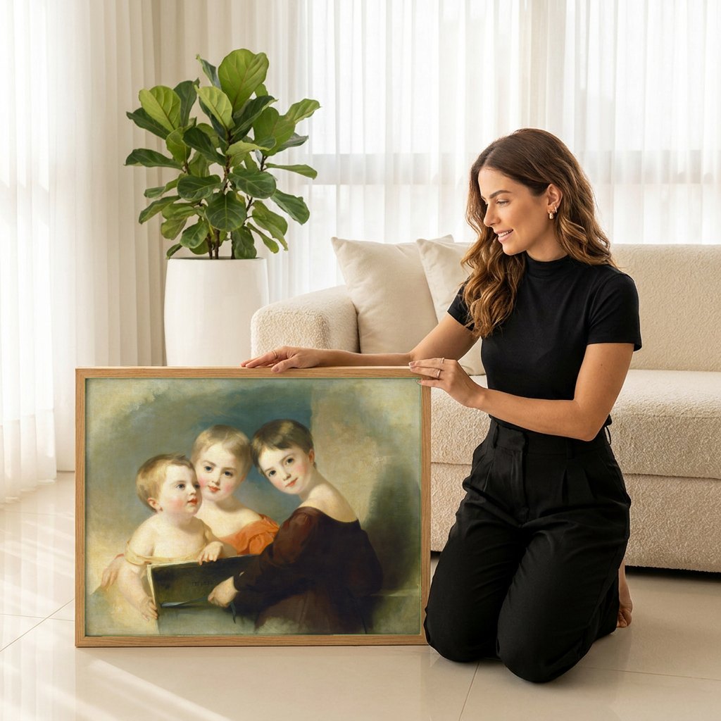 Quadro Decorativo 'The Sully Children' - Thomas Sully | modelo apresentando o quadro emoldurado