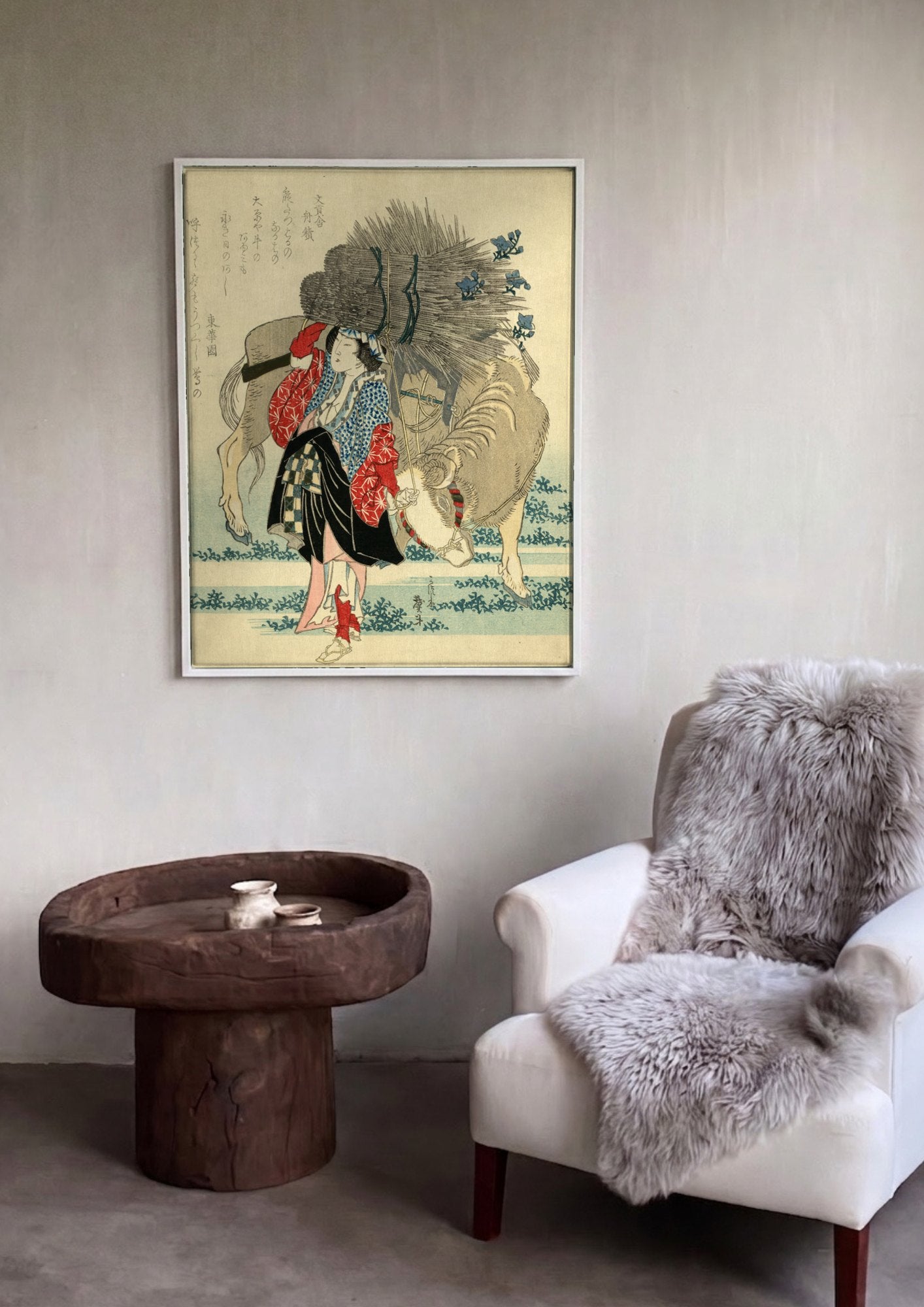 Quadro Decorativo A Mulher e o Cavalo - Hokusai | quadro emoldurado na parede