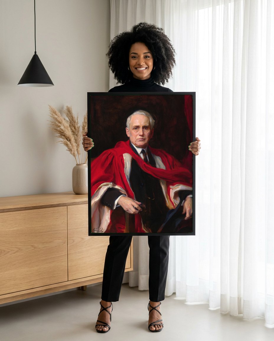 Quadro Decorativo Retrato de Dignitário - Philip Alexius de László | modelo apresentando o quadro emoldurado