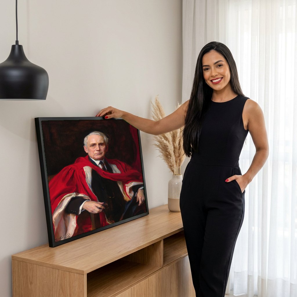 Quadro Decorativo Retrato de Dignitário - Philip Alexius de László | modelo apresentando o quadro emoldurado