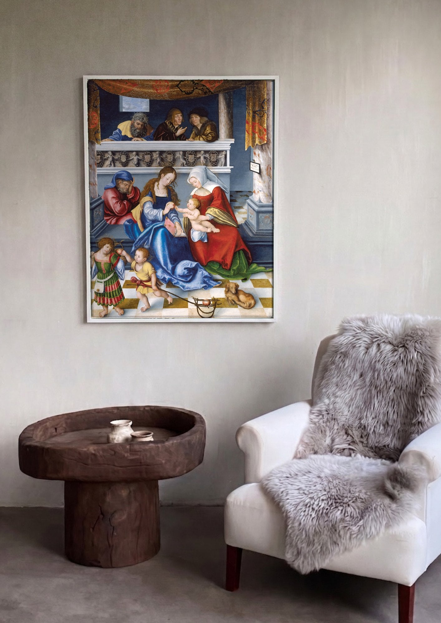 Quadro Decorativo A Virgem e o Menino com Sant'Ana - Cranach, o Velho | quadro emoldurado na parede