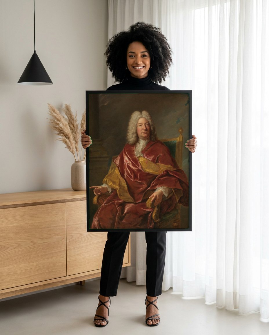 Quadro Decorativo Retrato de Cavalheiro - Jean François de Troy | modelo apresentando o quadro emoldurado