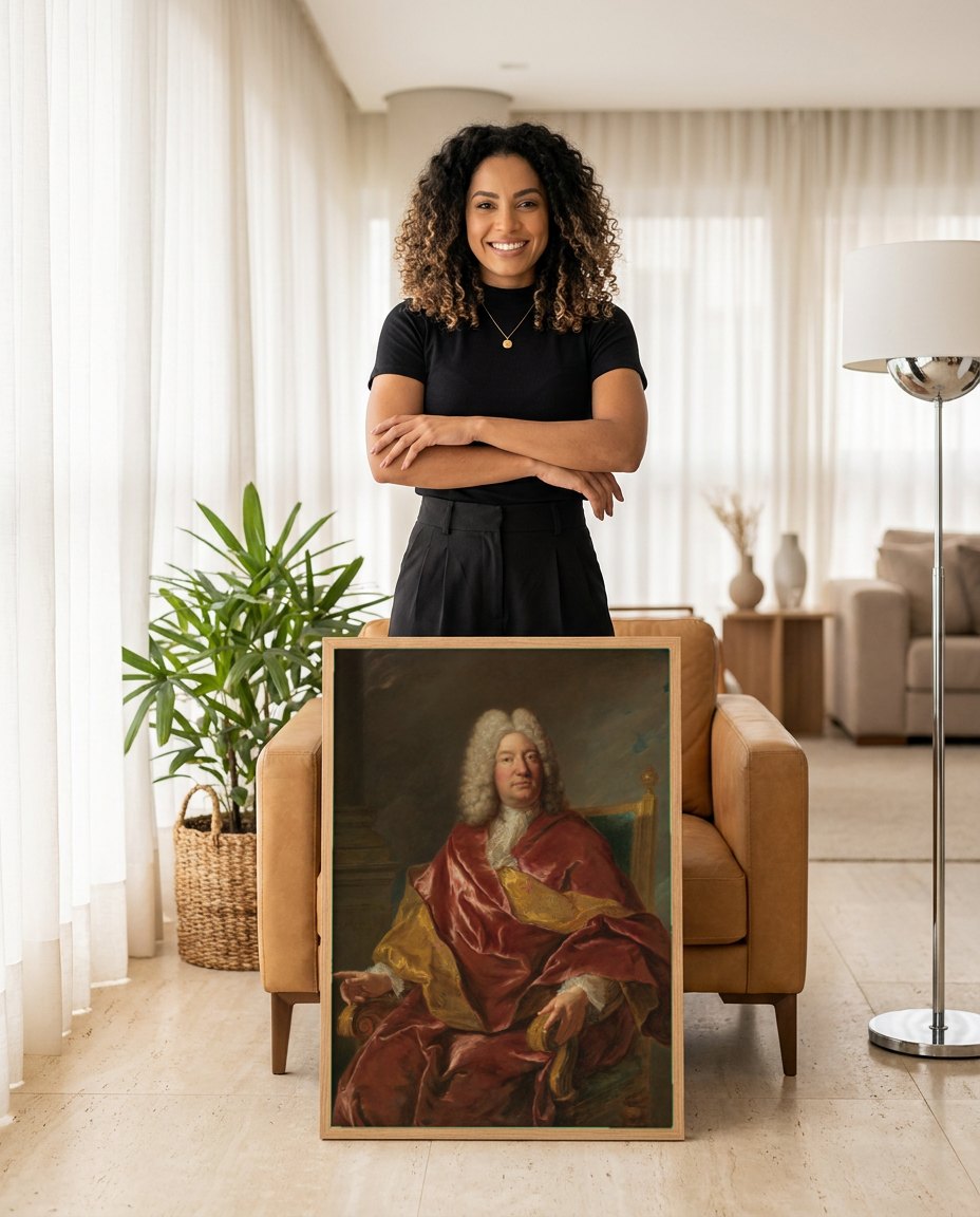 Quadro Decorativo Retrato de Cavalheiro - Jean François de Troy | modelo apresentando o quadro emoldurado