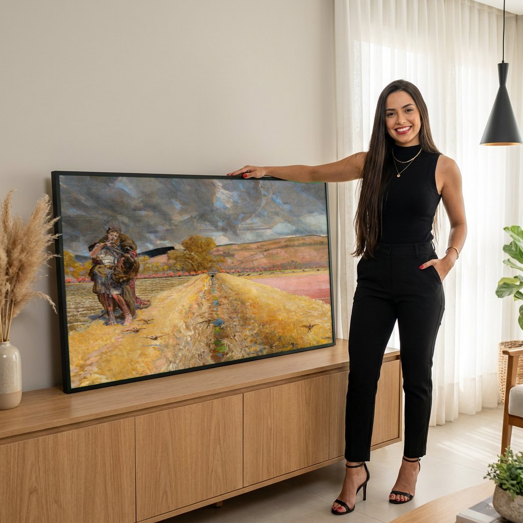 Quadro Decorativo A Partida do Filho Pródigo - Jacek Malczewski | modelo apresentando o quadro emoldurado