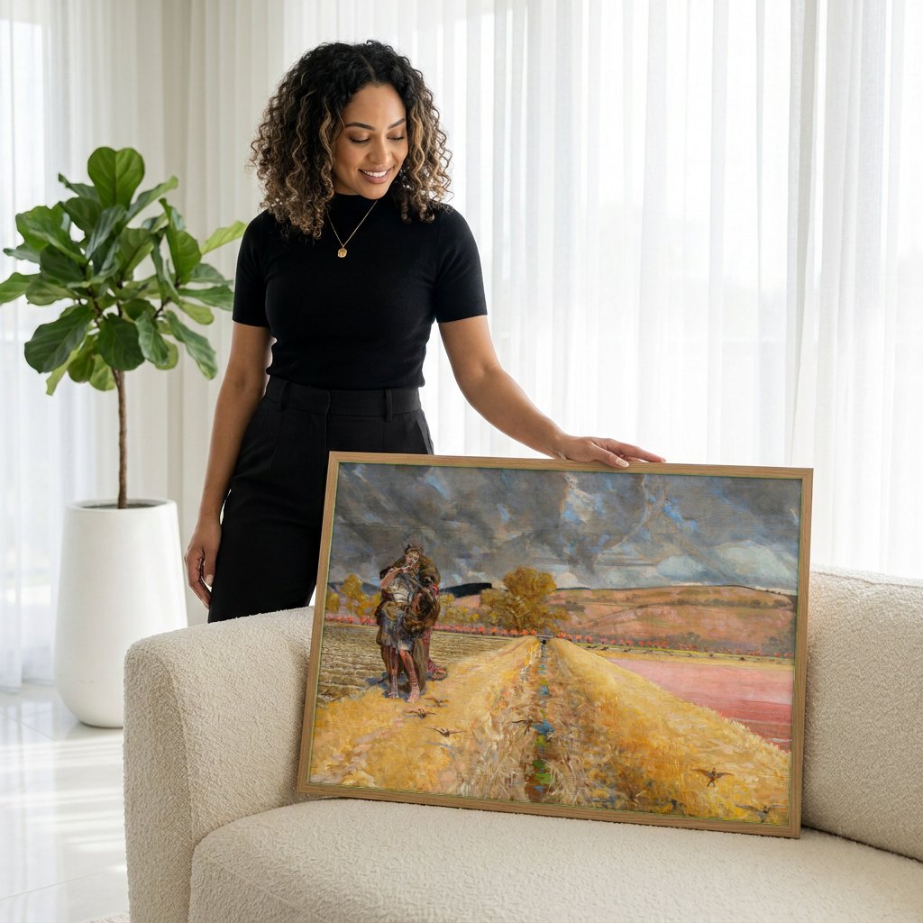 Quadro Decorativo A Partida do Filho Pródigo - Jacek Malczewski | modelo apresentando o quadro emoldurado