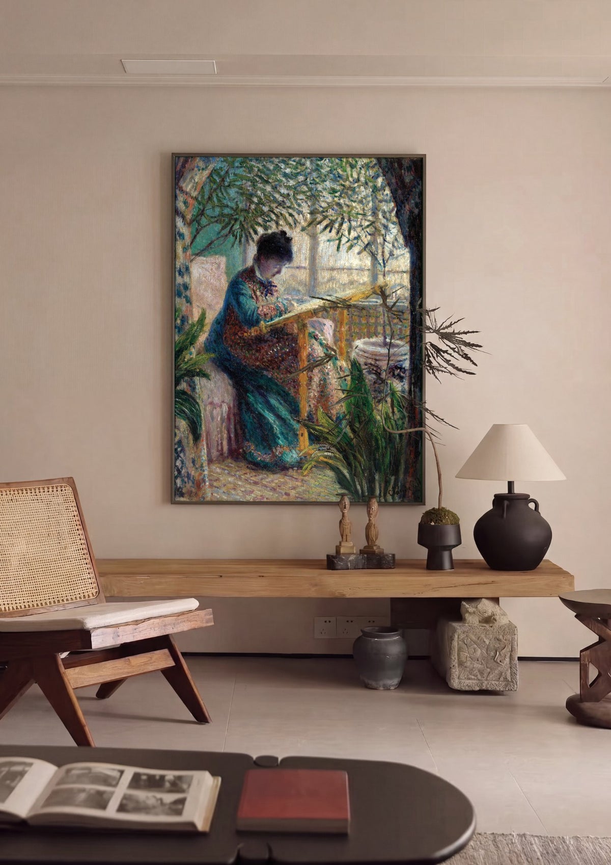 Quadro Decorativo A Bordadeira (Mulher no Jardim) - Claude Monet | quadro emoldurado na parede