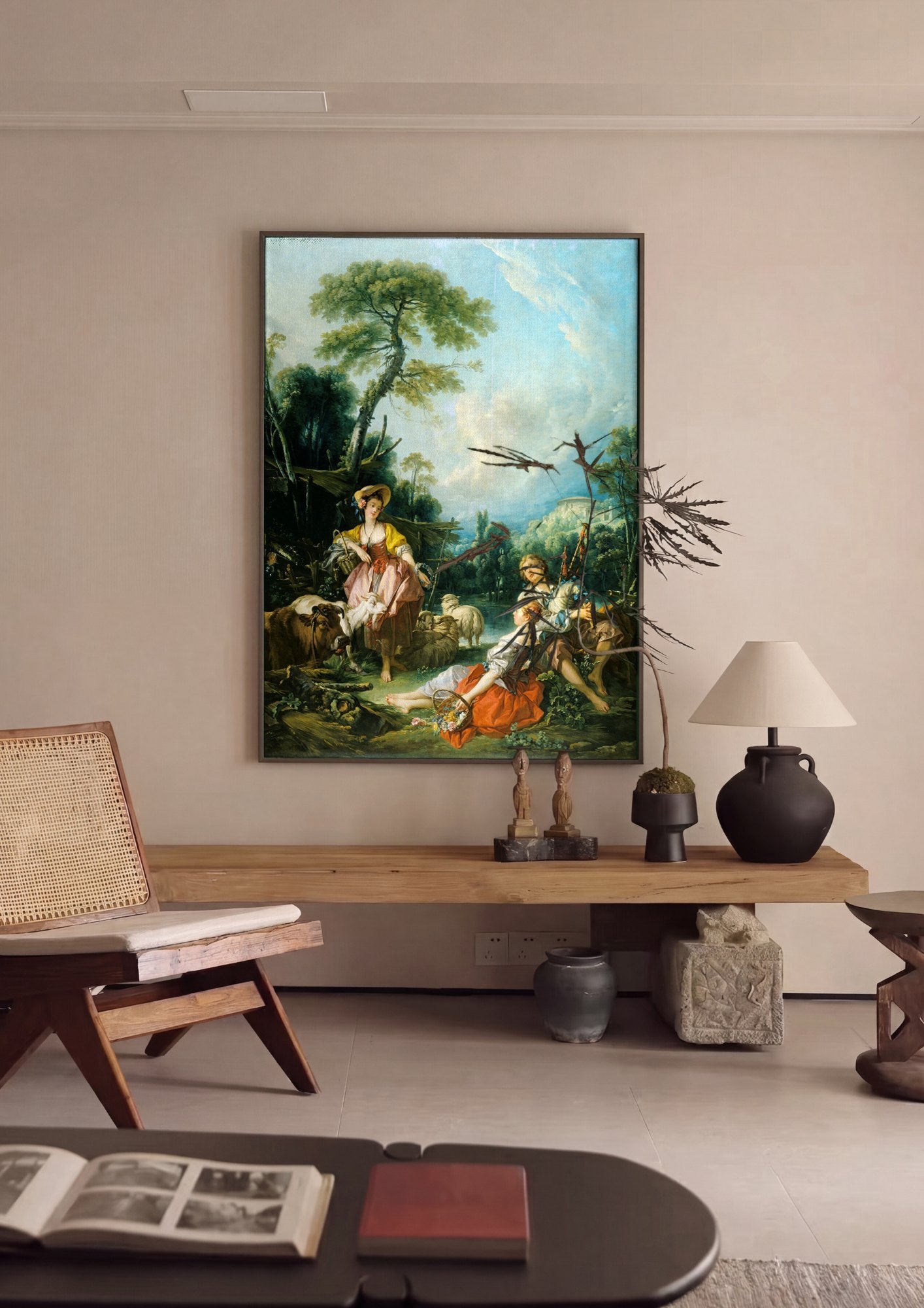 Quadro Decorativo A Pastoral - François Boucher | quadro emoldurado na parede