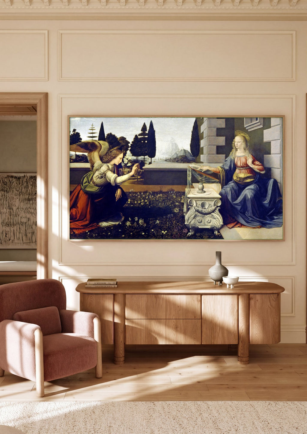Quadro Decorativo A Anunciação - Leonardo Da Vinci | quadro emoldurado na parede