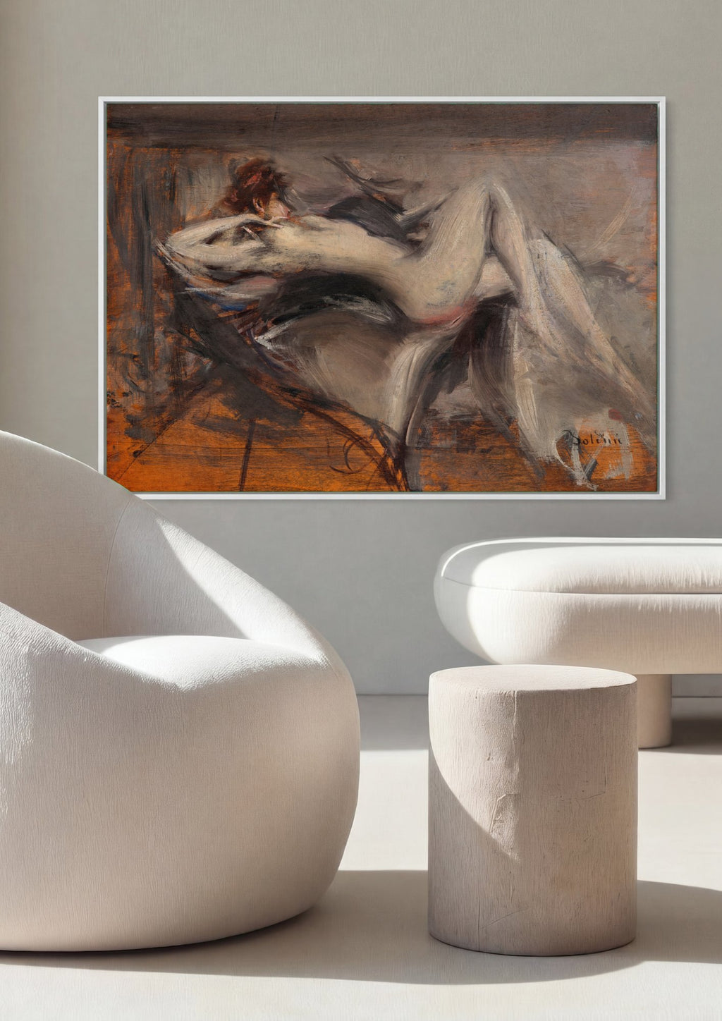 Quadro Decorativo Nu Feminino Reclinado - Boldini | quadro emoldurado na parede