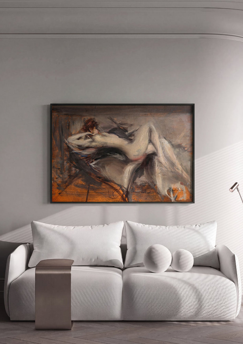 Quadro Decorativo Nu Feminino Reclinado - Boldini | quadro emoldurado na parede
