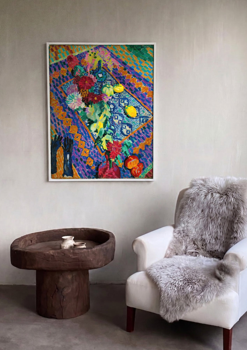 Quadro Decorativo Natureza-Morta com Flores - Robert Delaunay | quadro emoldurado na parede
