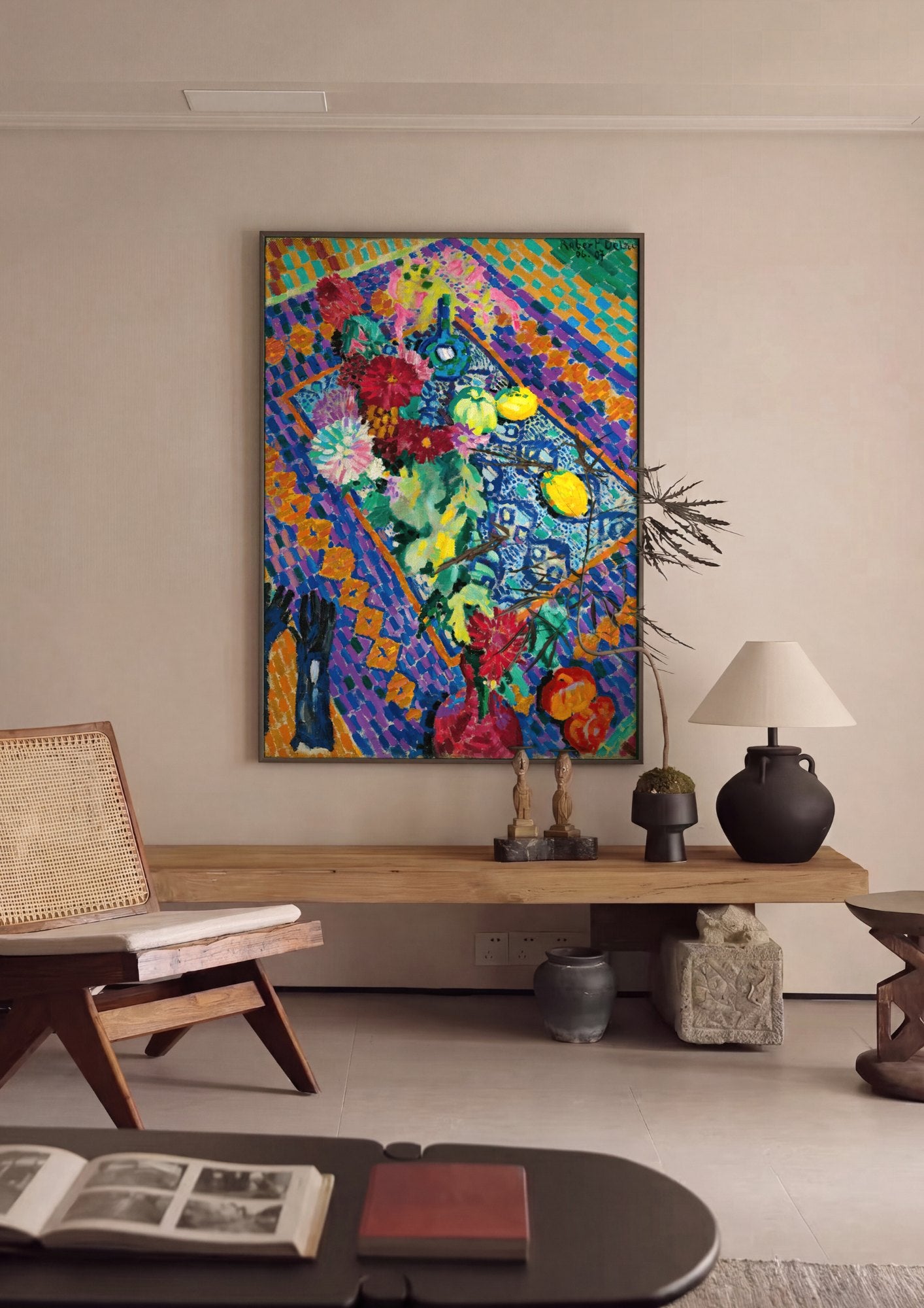 Quadro Decorativo Natureza-Morta com Flores - Robert Delaunay | quadro emoldurado na parede