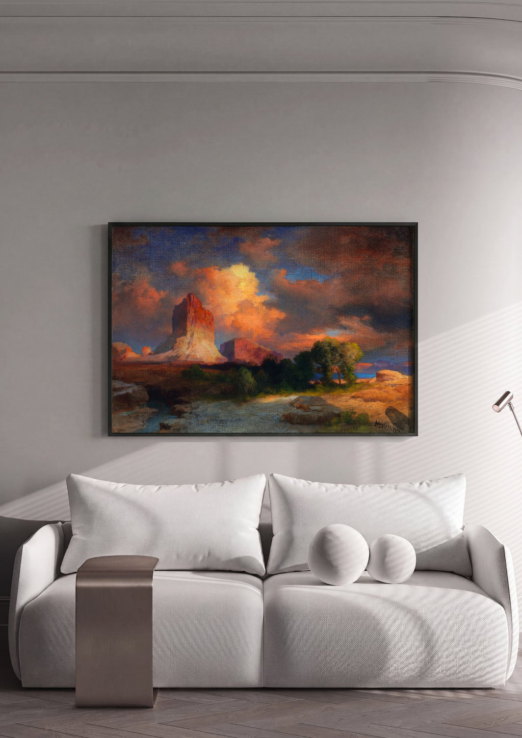 Quadro Decorativo Paisagem Desértica ao Pôr do Sol - Thomas Moran | quadro emoldurado na parede