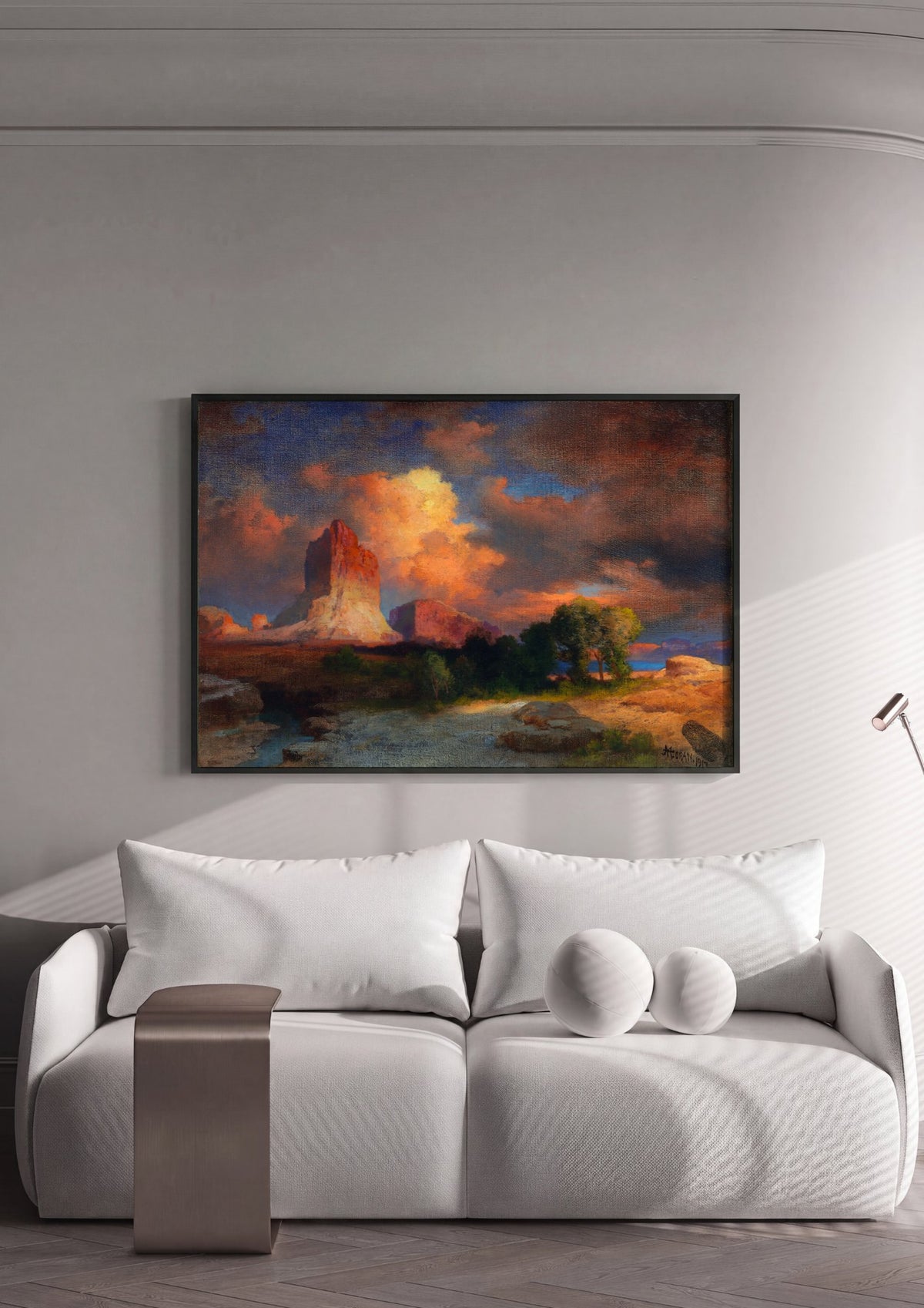 Quadro Decorativo Paisagem Desértica ao Pôr do Sol - Thomas Moran | quadro emoldurado na parede