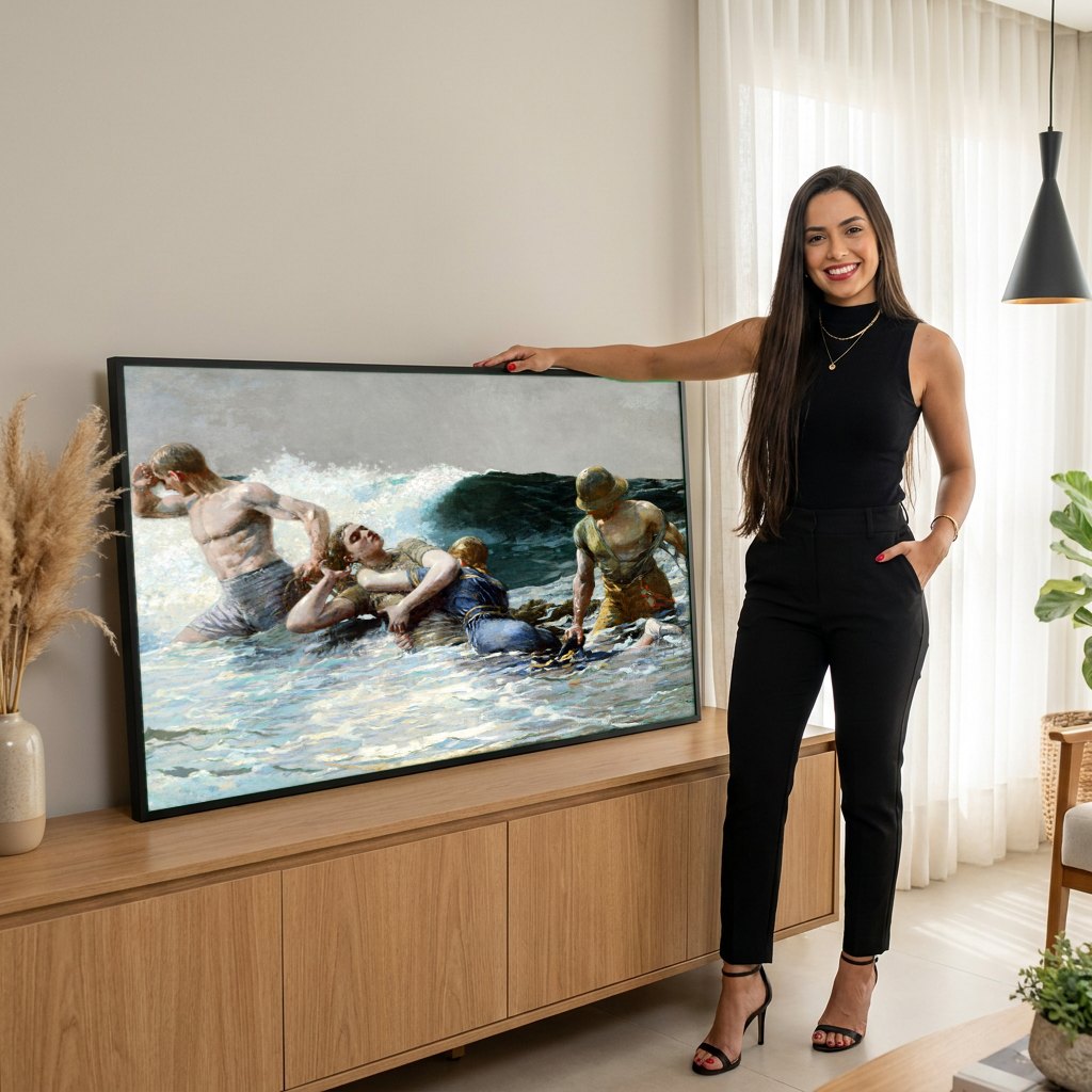 Quadro Decorativo A Vida Selvagem - Winslow Homer | modelo apresentando o quadro emoldurado