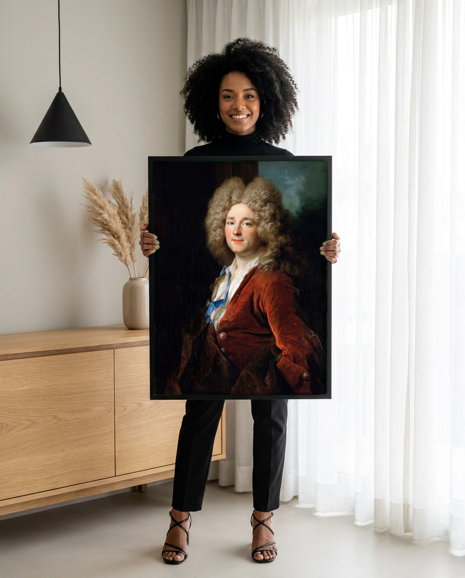 Quadro Decorativo Retrato de Cavalheiro - Nicolas de Largillière | modelo apresentando o quadro emoldurado