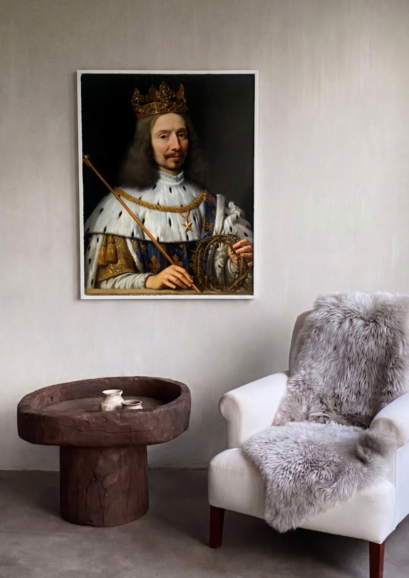 Quadro Decorativo Luís XIII coroado e com coroa de espinhos - Philippe de Champaigne | quadro emoldurado na parede