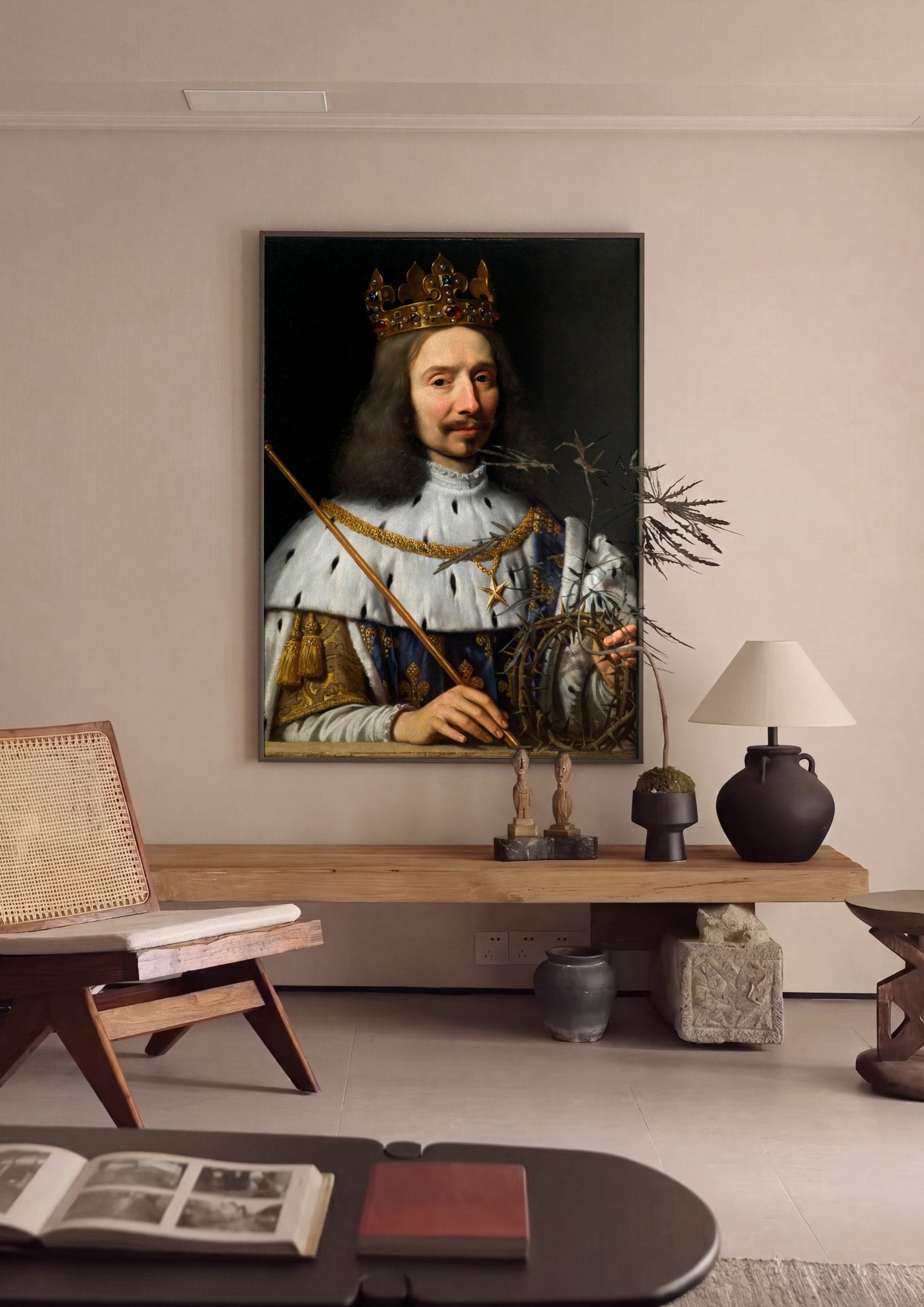 Quadro Decorativo Luís XIII coroado e com coroa de espinhos - Philippe de Champaigne | quadro emoldurado na parede
