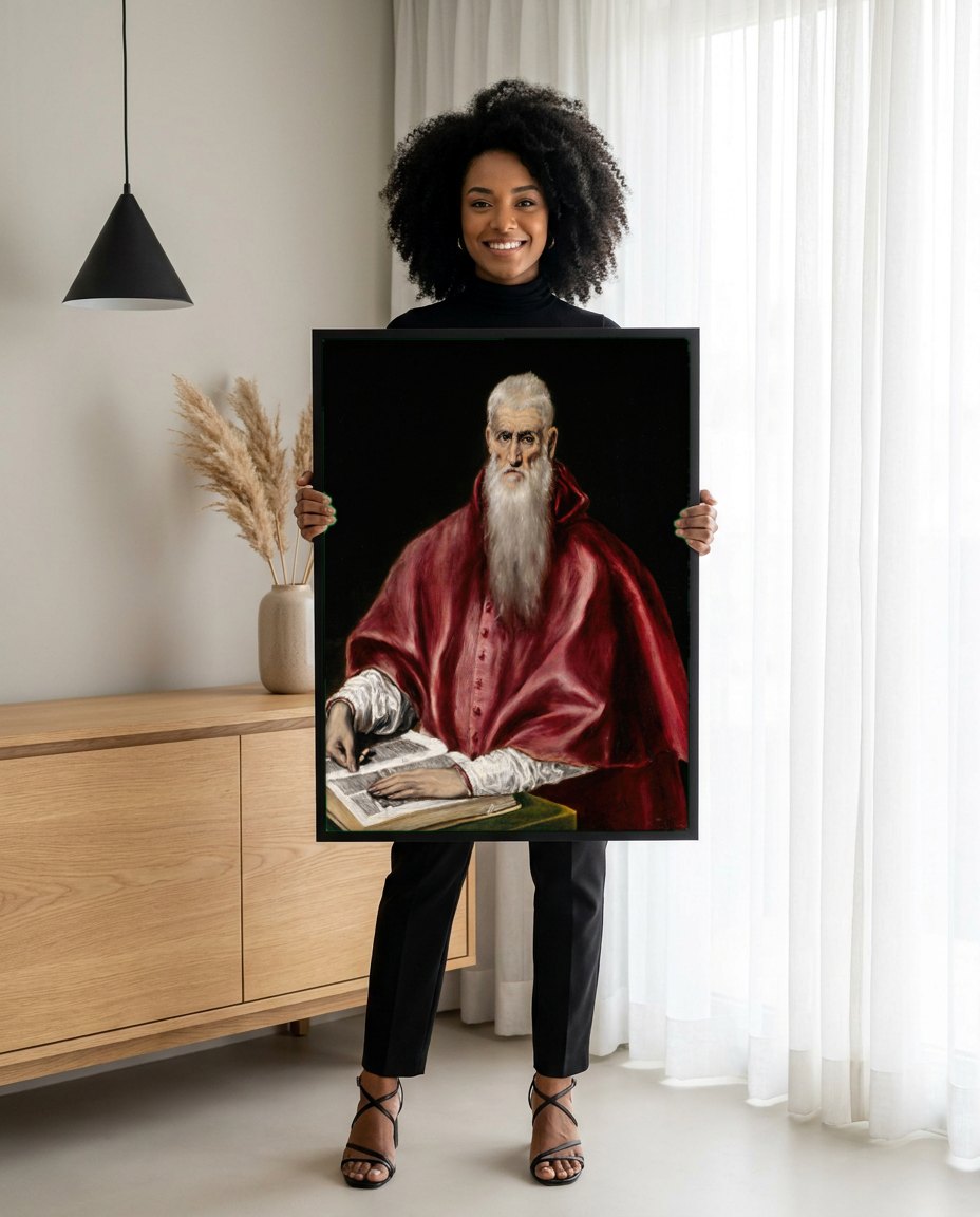 Quadro Decorativo O Cardeal - El Greco | modelo apresentando o quadro emoldurado
