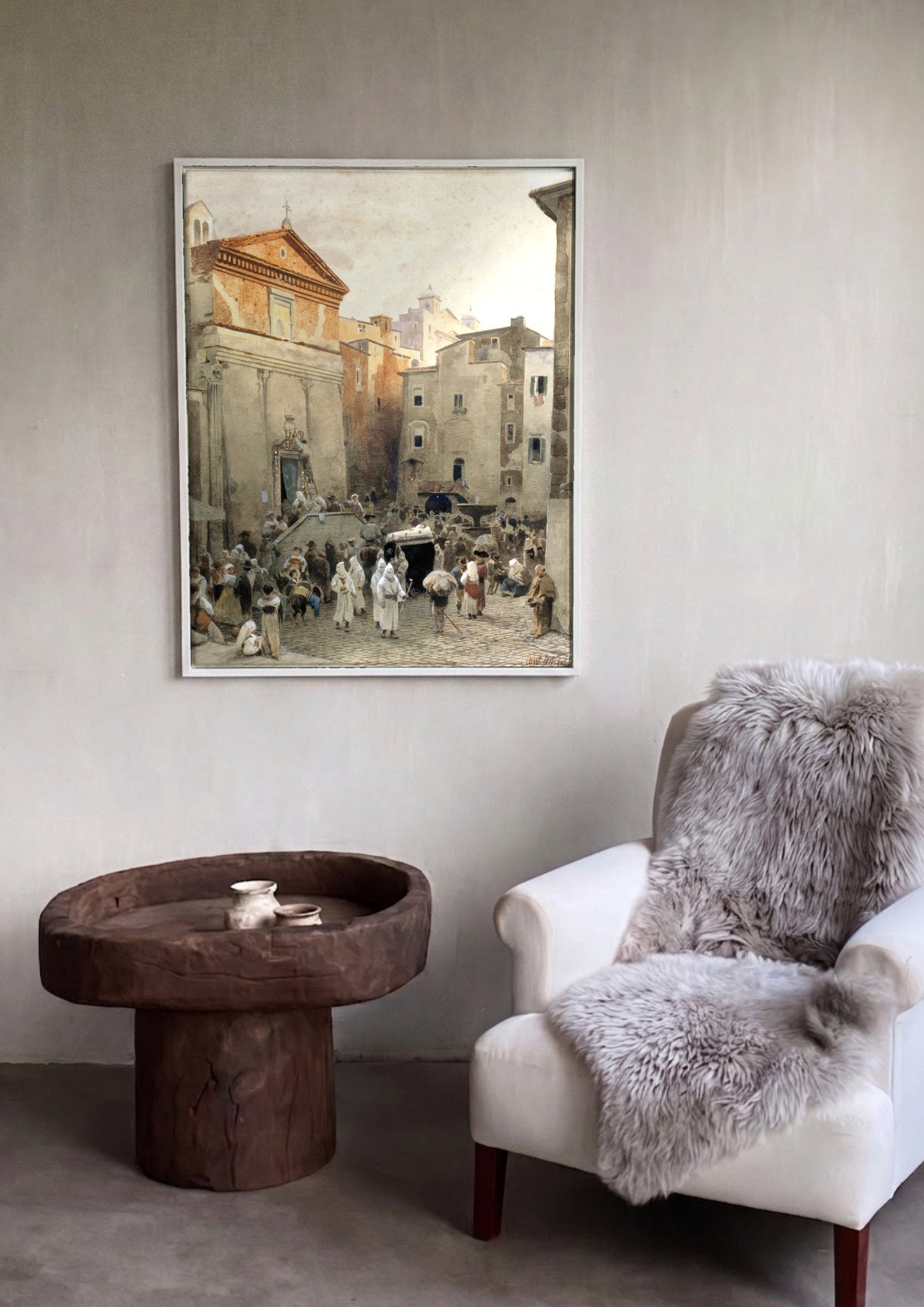Quadro Decorativo Cena Urbana Italiana - Oswald Achenbach | quadro emoldurado na parede