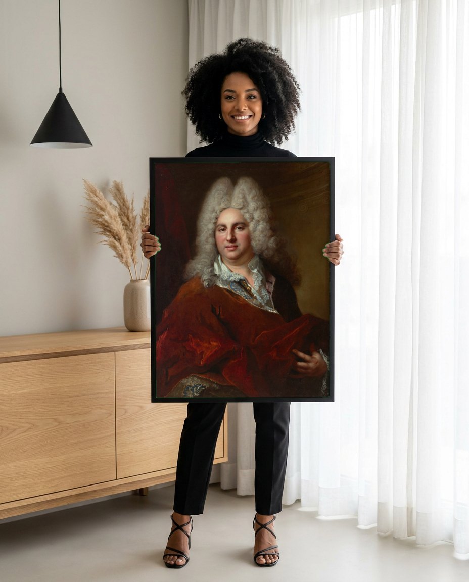 Quadro Decorativo Retrato de Cavalheiro - Largillière | modelo apresentando o quadro emoldurado