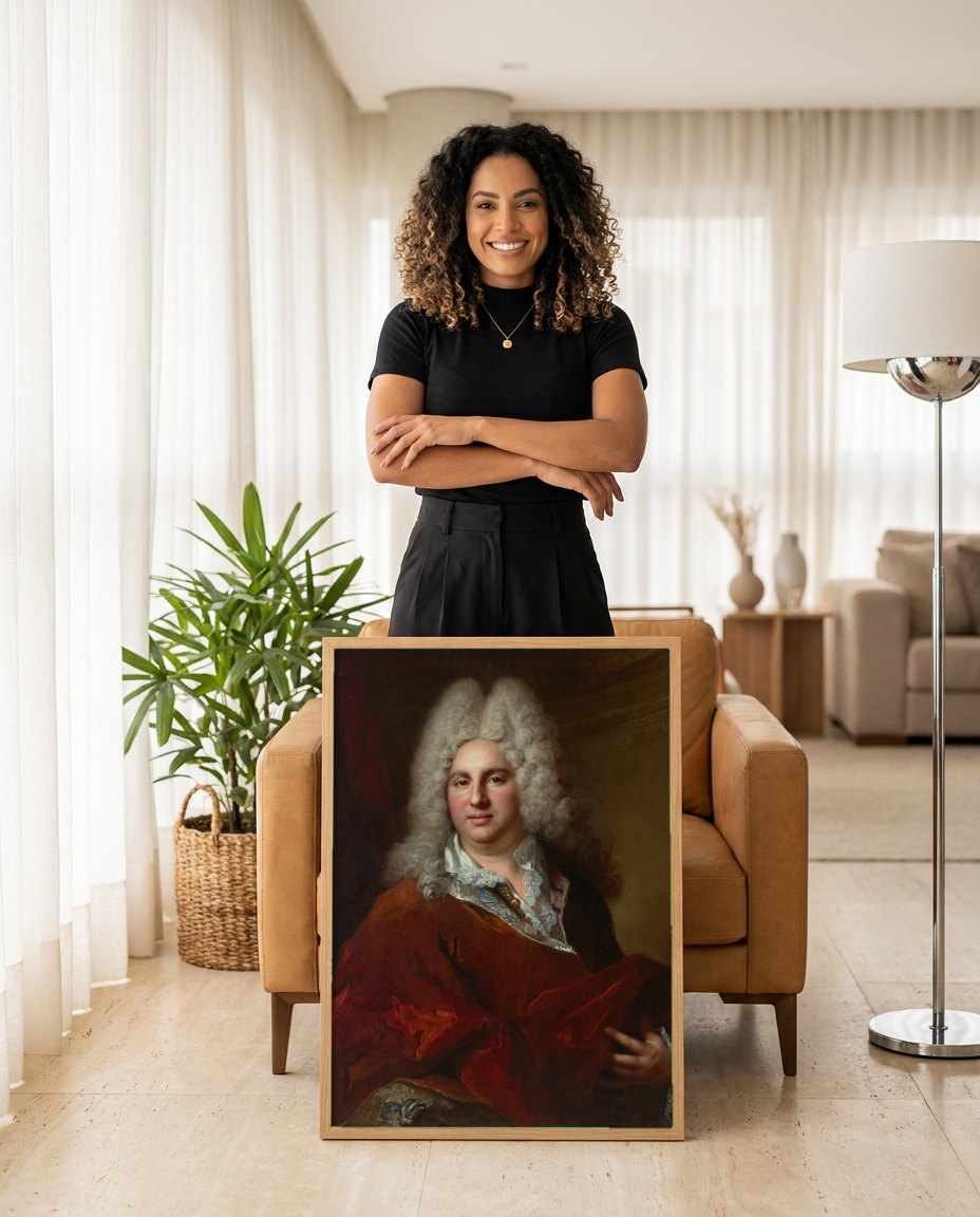 Quadro Decorativo Retrato de Cavalheiro - Largillière | modelo apresentando o quadro emoldurado