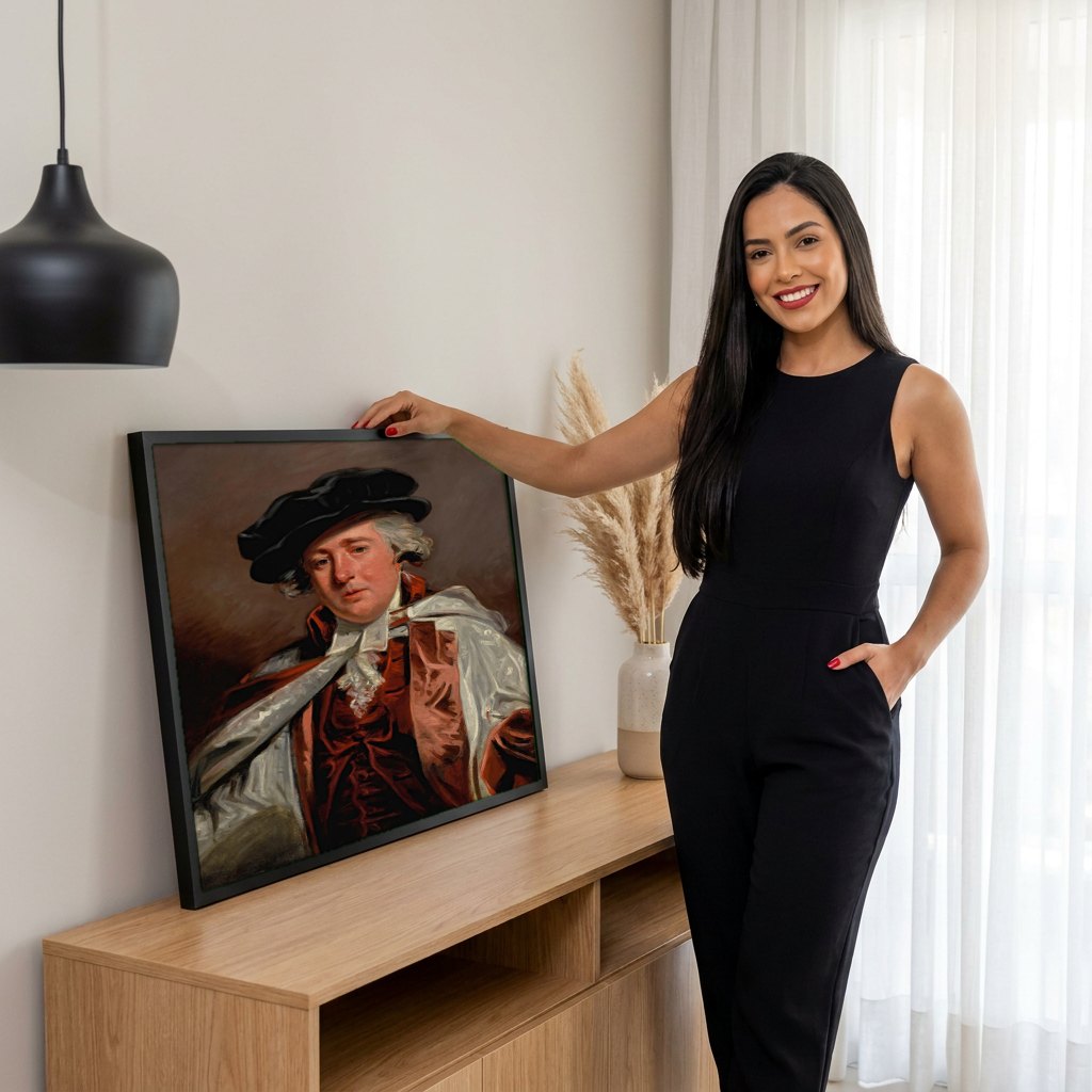 Quadro Decorativo Retrato de Cavalheiro - John Hoppner | modelo apresentando o quadro emoldurado