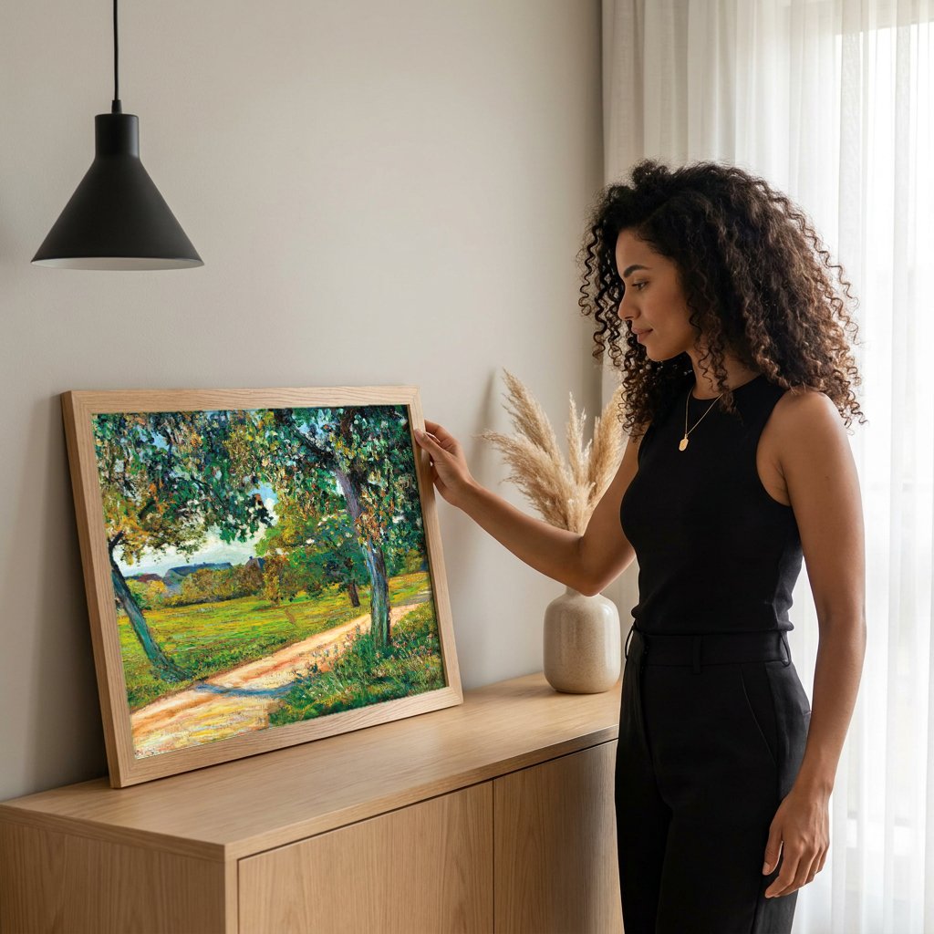 Quadro Decorativo Paisagem com Caminho - Armand Guillaumin com modelo em ambiente