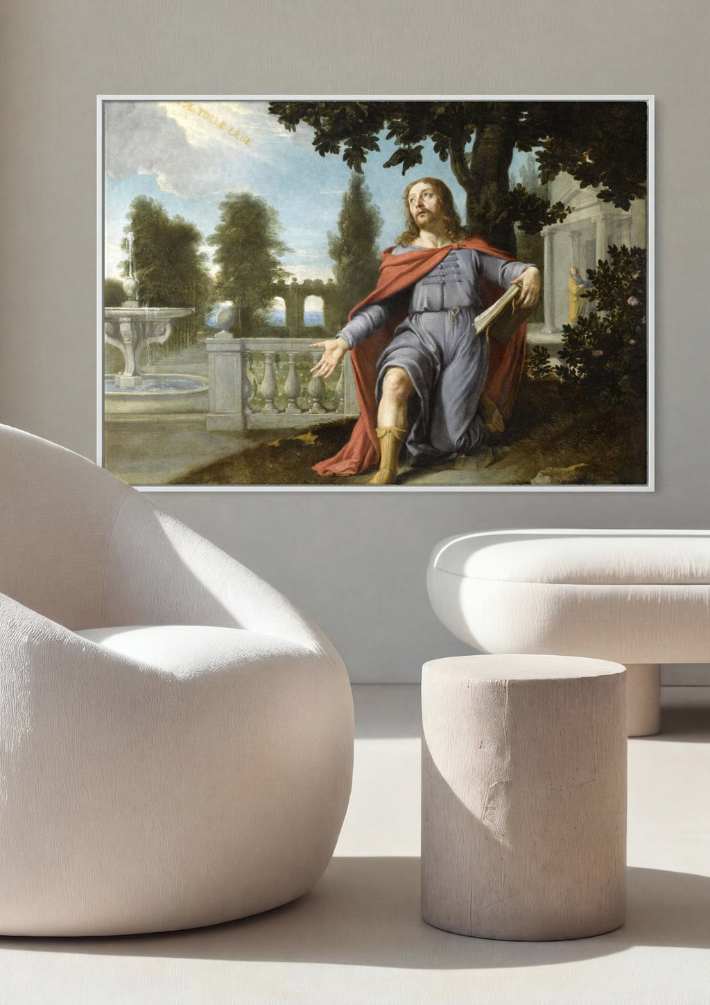 Quadro Decorativo A Conversão de Santo Agostinho - Philippe de Champaigne em ambiente decorado